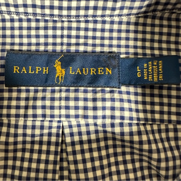 Ralph Lauren Shirt Men Size L Embroidered Flag Check Long Sleeve 100% Cotton EUC - Picture 3 of 10